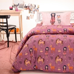 Σεντόνια Παιδικά Indian Girl (Σετ 3τμχ) Violet Melinen Μονό 170x270cm 100% Βαμβάκι
