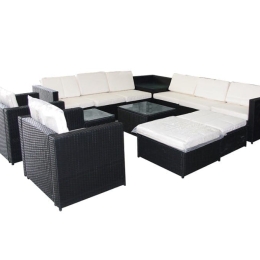 Bonsai Home Σετ Σαλόνι Κήπου Rattan 13 Τεμαχίων Μαύρο/Εκρού