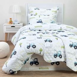 Borea Κουβερλί Σετ Trucky Μονό 160 x 220 cm + 50 x 70 cm Λευκό