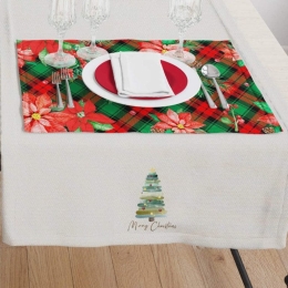 Borea Καρέ Χριστουγεννιάτικο Christmas Tree 90 x 90 cm Εκρού