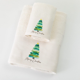 Borea Πετσέτες Χριστουγεννιάτικες Σετ 2ΤΜΧ Christmas Tree Εκρού 50 x 90 / 30 x 50 cm Εκρού