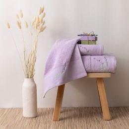 Borea Πετσέτες Σετ 3ΤΜΧ Lavender 70 x 140 / 50 x 90 / 30 x 50 cm Λευκό