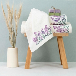 Borea Πετσέτες Σετ 3ΤΜΧ Forget me Not 70 x 140 / 50 x 90 / 30 x 50 cm Εκρού