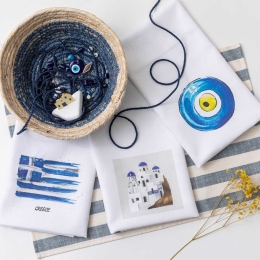 Borea Ποτηρόπανα Κουζίνας Ελλάδα  Σετ 3ΤΜΧ (3) 50 x 70 cm Λευκό