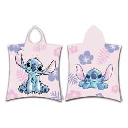 Borea Παιδικό Πόντσο Βαμβακερό Βελούδινο Stitch 320gsm 50 x 115 cm Ροζ