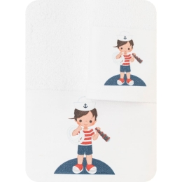 Borea Πετσέτες Σετ 2ΤΜΧ Sailor Λευκό 70 x 120 / 30 x 50 cm Λευκό