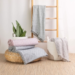 Borea Ριχτάρι Βαμβακερό Διθέσιο Rhombus 180 x 250 cm Λαδί