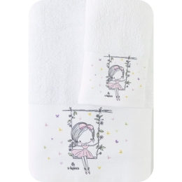 Borea Πετσέτες Σετ 2ΤΜΧ Swing Λευκό 70 x 120 / 30 x 50 cm Λευκό