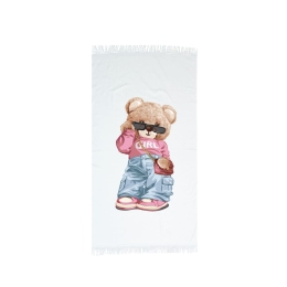 Borea Πετσέτα Παρεό Teddy Girl 90 x 160 cm Εκρού