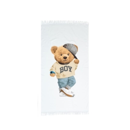 Borea Πετσέτα Παρεό Teddy Boy 90 x 160 cm Εκρού
