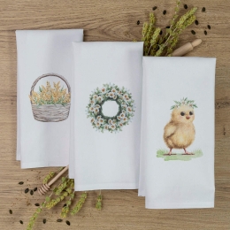 Borea Ποτηρόπανα Κουζίνας Chick Σετ 3ΤΜΧ (3) 50 x 70 cm Λευκό