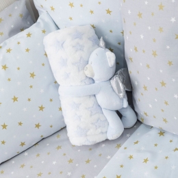 Borea Κουβέρτα Αγκαλιάς Σετ Κουκλάκι Angel Bear Γαλάζιο 75 x 100 cm Γαλάζιο