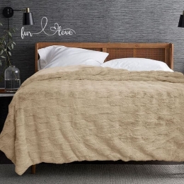 Bonsai Home Κουβέρτα Γούνινη/Βελούδινη Super Soft Υπέρδιπλη 220×240 – Luxury Rabbit Fur Μπεζ