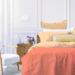 Ariete Casa Σετ Παπλωματοθήκη Βαμβακοσατέν 250 TC King Size 240×260 – Lux Home Ροδακινί/Εκρού