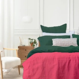 Ariete Casa Σετ Παπλωματοθήκη Βαμβακοσατέν 250 TC King Size 240×260 – Lux Home Κυπαρισσί/Magenta/Φούξια