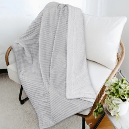 Bonsai Home Κουβέρτα Γούνινη/Προβατάκι Μονή 160x220 - Stripe Rabbit Fur Γκρι