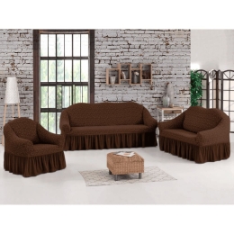 Bonsai Home Σετ 3τμχ Καλύμματα Καθιστικού Λίκρα Καφέ