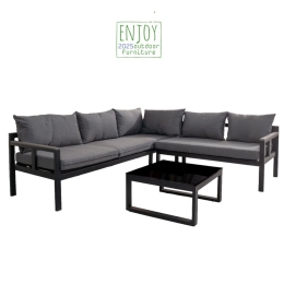 Bonsai Home Σετ Σαλόνι 3τμχ Μεταλλικό Εξωτερικού χώρου με Μετατροπή σε Ξαπλώστρα Ανθρακί