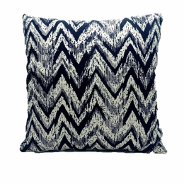 Vekrakis Μαξιλάρι Φιγούρας με Γέμιση 45×45εκ Polycotton Zig Zag Μπλε