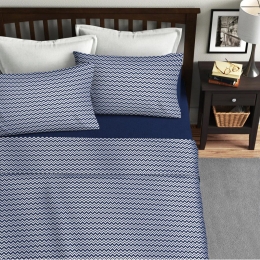 Ariete Casa Σετ Σεντόνια Υπέρδιπλο 220×240 - Zig Zag Μπλε