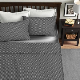 Ariete Casa Σετ Σεντόνια Υπέρδιπλο 220×240 - Ριγέ/Πουά Ανθρακί