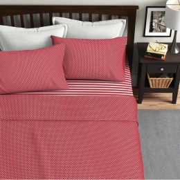 Ariete Casa Σετ Σεντόνια Υπέρδιπλο 220×240 - Ριγέ/Stonewashed Κοραλλί
