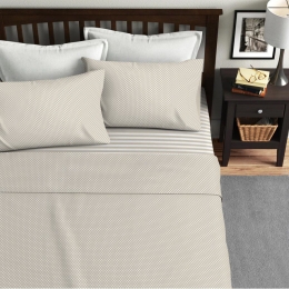 Ariete Casa Σετ Παπλωματοθήκη Υπέρδιπλη 220×240 - Ριγέ/Πουά Μπεζ