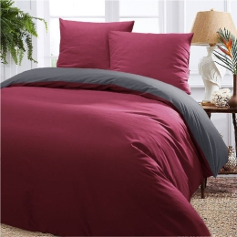 Isadore Lorraine Σετ Παπλωματοθήκη Βαμβακερή Πεννιέ King Size 240x260 Γκρι / Μπορντό