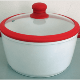 XM Casa Χύτρα Κεραμική 22 cm Κόκκινο-Λευκό