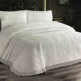 Ariete Casa Κουβερλί King Size 250x260εκ Microsatin Με Δαντέλα Λευκό