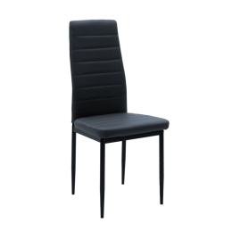 Καρέκλα Parker pakoworld PU ανθρακί-μαύρο πόδι 42x48x98εκ Σετ 4 Τεμαχίων
