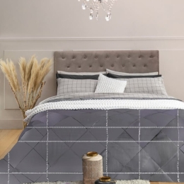 Amo la Casa Πάπλωμα King Size 260x250 Microsatin Printed - Aria Ανθρακί Καρό