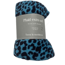 Amo la Casa Κουβέρτα Καναπέ 120160 Fleece Printed - Stampata Μπλε/Μαύρο Λεοπάρ