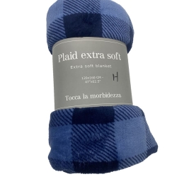 Amo la Casa Κουβέρτα Καναπέ 120160 Fleece Printed - Stampata Μπλε Καρώ
