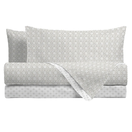 Amo la Casa Σετ Σεντόνια King Size Φανελένια με Λάστιχο 240X290 - Cross Εκρού
