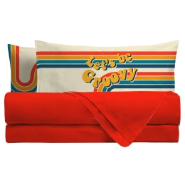Amo la Casa Σετ Σεντόνια Digital Print King Size με Λάστιχο 240x290 - Groovy Κοραλλί