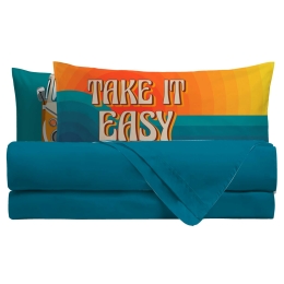 Amo la Casa Σετ Σεντόνια Digital Print Μονά με Λάστιχο 150x290 - Easy Τυρκουάζ