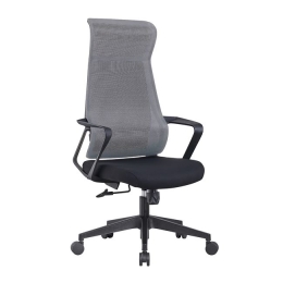 Πολυθρόνα γραφείου mesh με γκρι ύφασμα 73x67x118/128 εκ