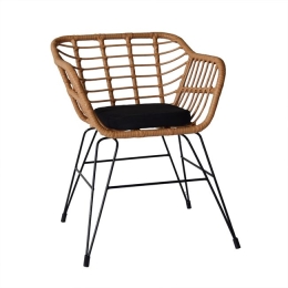 Salsa Wicker πολυθρόνα τραπεζαρίας κήπου μεταλλικής μαύρης βάσης 58x56x77 εκ
