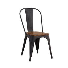 Relix καρέκλα Wood Dark Oak κάθισμα με μεταλλική μαύρη πλάτη και πόδια 45x53x85 εκ