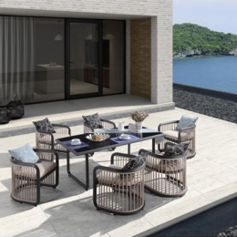 City Dining σετ τραπεζαρίας ανθρακί με μπεζ από αλουμίνιο
