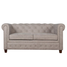 Διθέσιος καναπές τύπου Chesterfield με ύφασμα antique γκρι 153x82x73 εκ