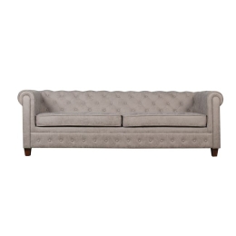 Τριθέσιος καναπές τύπου Chesterfield w με ύφασμα antique γκρι 219x82x80 εκ