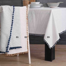 Pom Pom τραπεζομάντηλο με μπεζ μπορντούρα 140x140 εκ