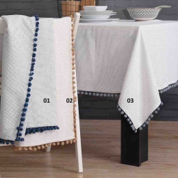Pom Pom τραπεζομάντηλο με γκρι μπορντούρα 140x140 εκ