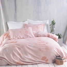 Morin ροζ σετ σεντόνια ημίδιπλο flannel με λάστιχο 160x260 εκ 