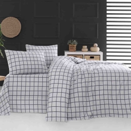 Squares γκρι σετ σεντόνια φανελένια υπέρδιπλα 230x260 εκ