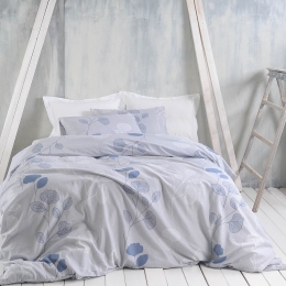 Morin γκρι μπλε σετ σεντόνια υπέρδιπλο flannel 230x260 εκ 