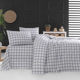 Squares γκρι σετ σεντόνια φανελένια με λάστιχο 165x205 συν 25 εκ