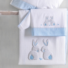 Rabbitty σιελ σετ σεντόνια βρεφικά τριών τεμαχίων με κέντημα 100x160 εκ